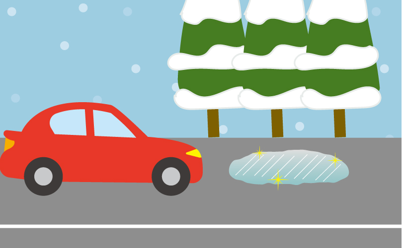 スタッドレスタヤ　雪道での走行方法 路面の凍結には注意